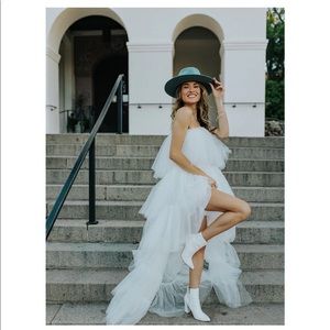 NWOT UNTAMED PETALS PEARL EMBELLISHED SEASIDE GOWN - OFF-WHITE